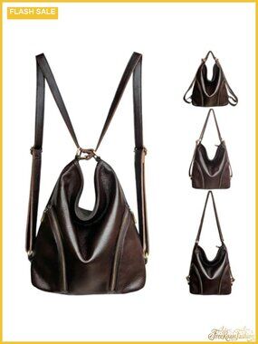 Genuine Leather Convertible Backpack Purse 4-in-1 Handbag Shoulder Bag Crossbody